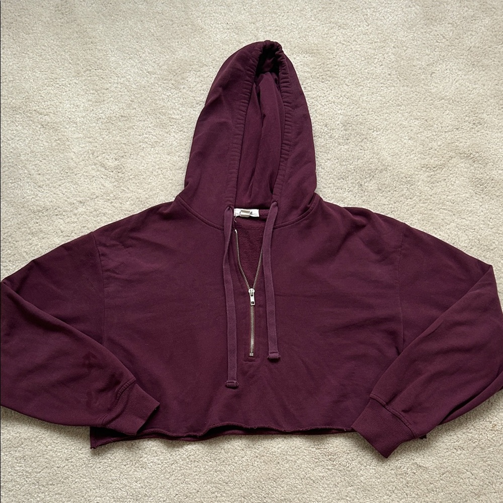 Garage Burgundy Cropped Hoodie